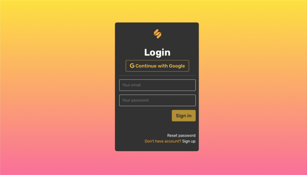 simplified login page simplified login page