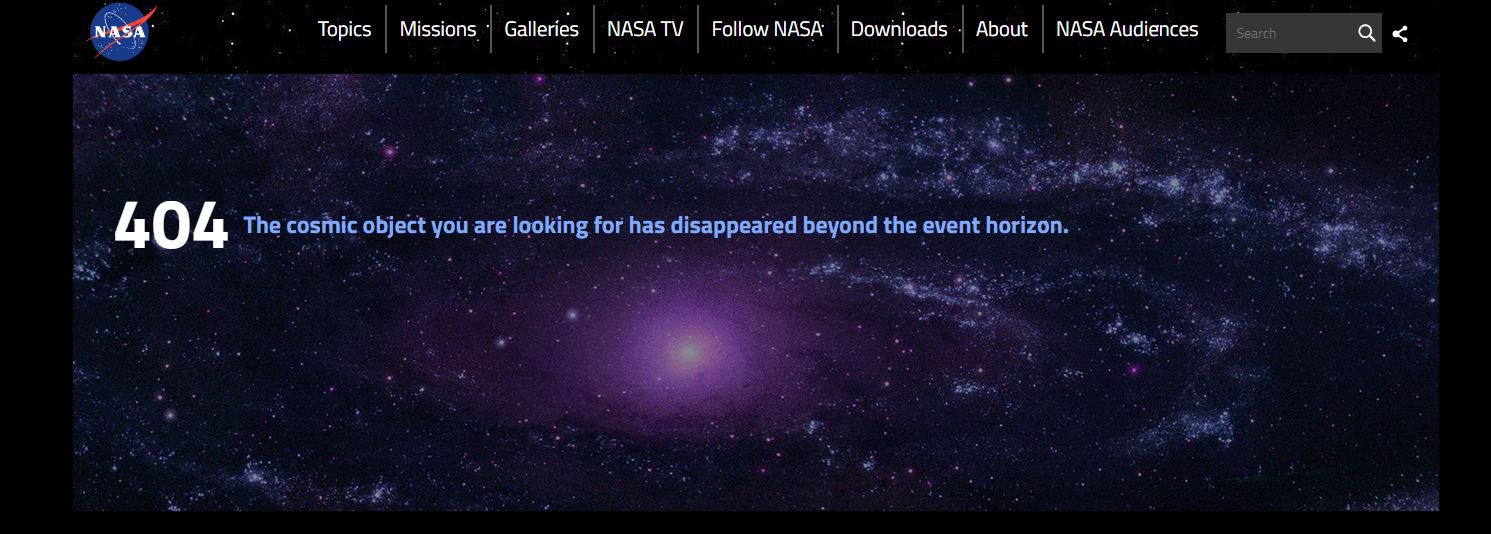 NASA’s 404 page