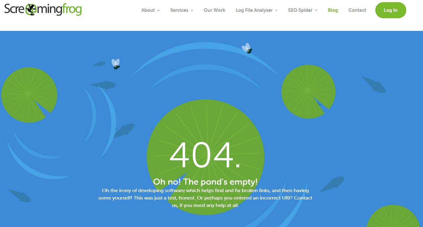 Screaming Frog 404 page