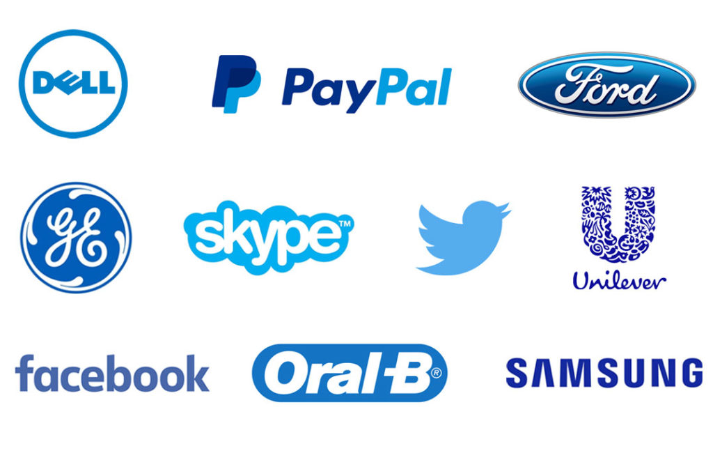 logo types in blue