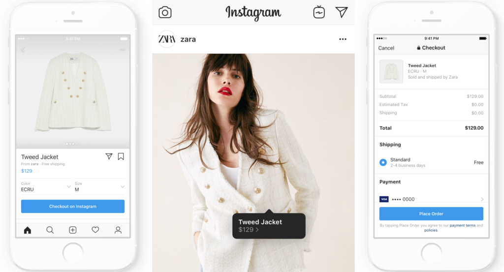 Instagram Shopping Checkout page