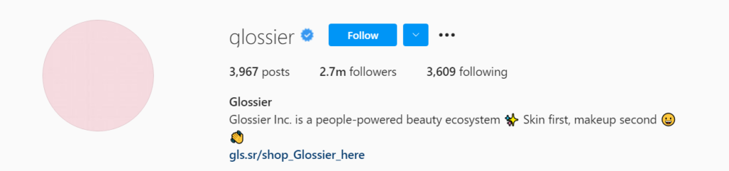 glossier Instagram bio