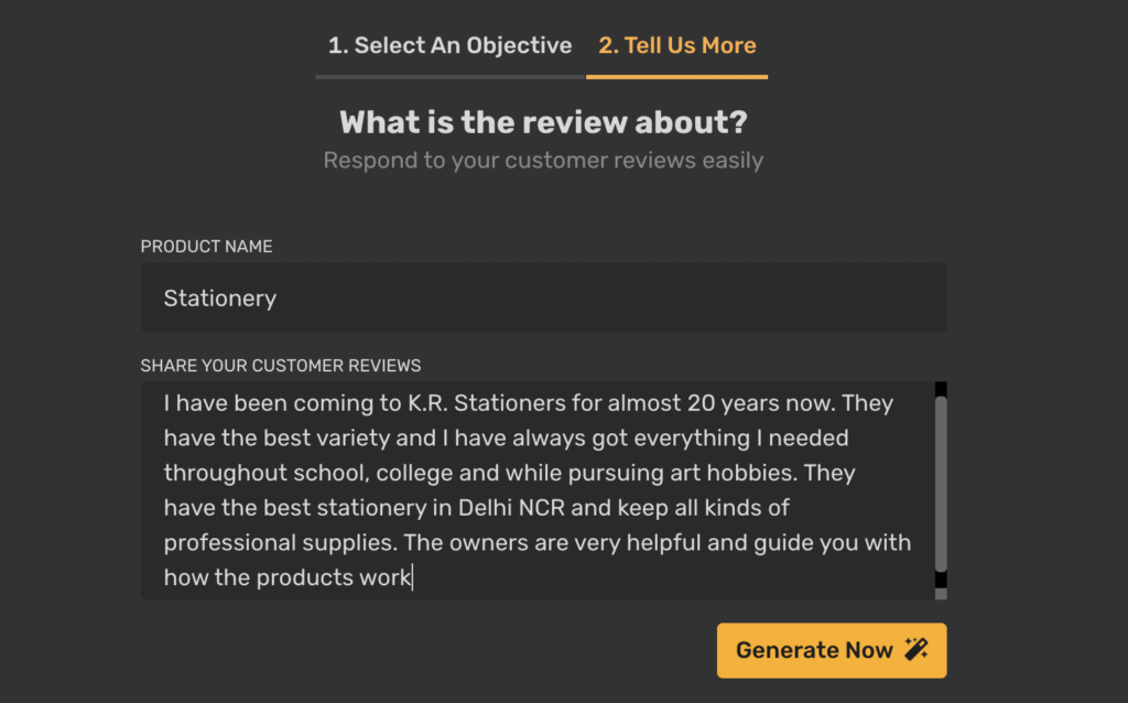 Simplified AI assistant example: Review responder