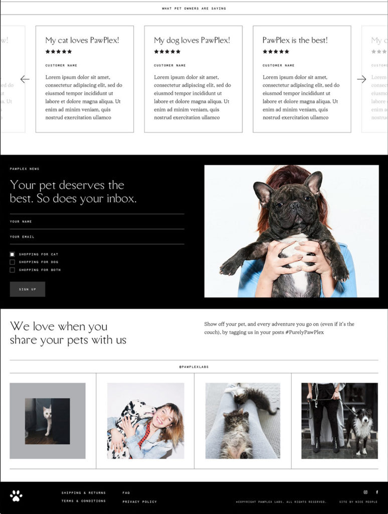 Shopify sales strategy - example of PawPlex to showcase seo friendly copy