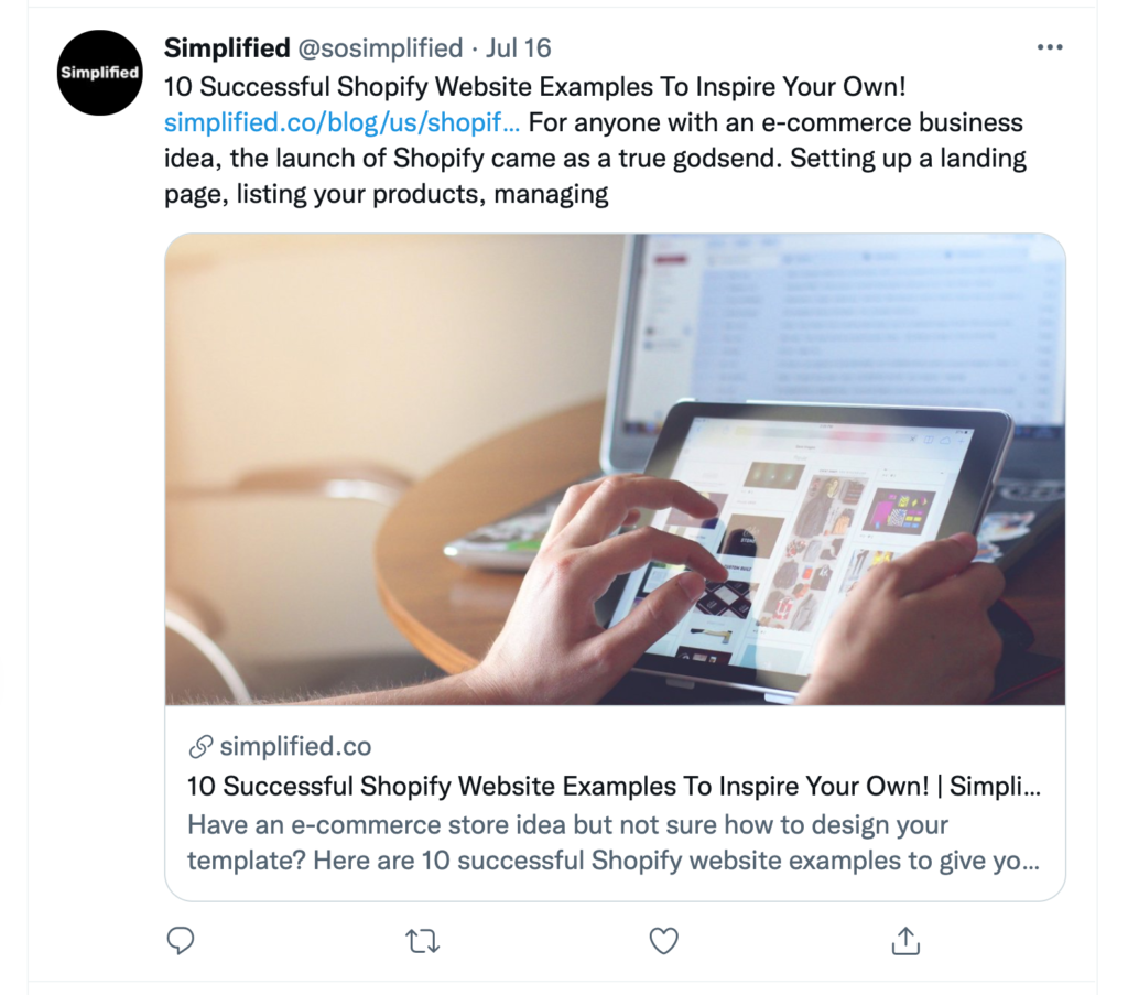 Simplified Open Graph Image example Twitter