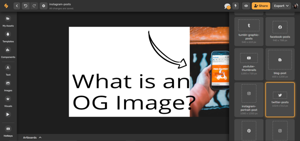 Simplified's magic resize post options - open graph image