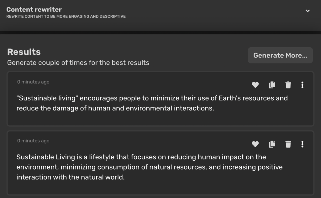 content rewriter example-sustainable living