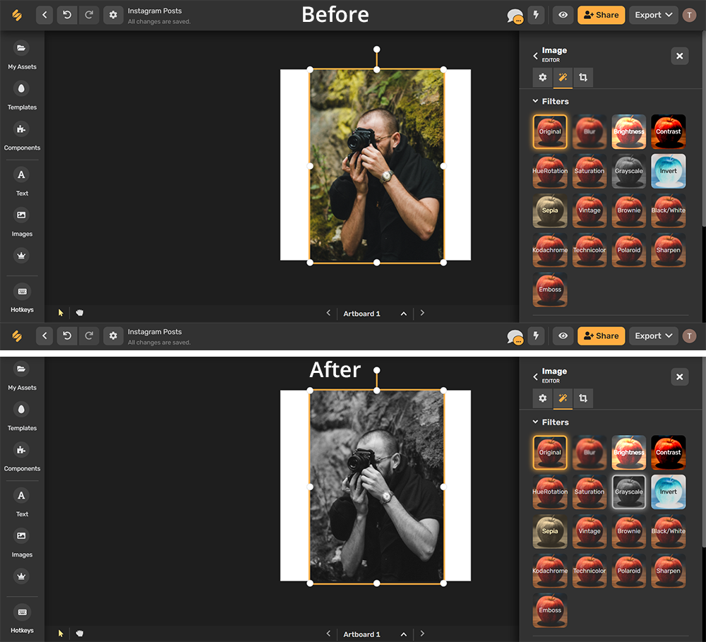 free product photo editor+Simplified's instagram post tools