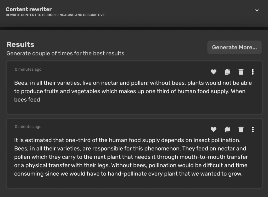 sentence rewriter-about bees