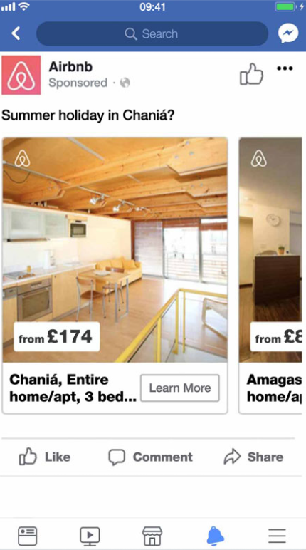 Facebook ad description carousel ads
