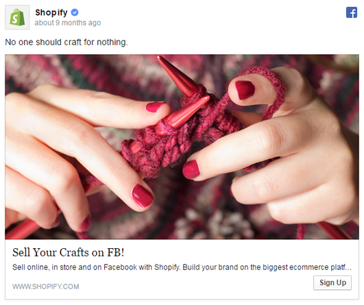 Facebook ad example-Shopify-copy ai-ai content generator