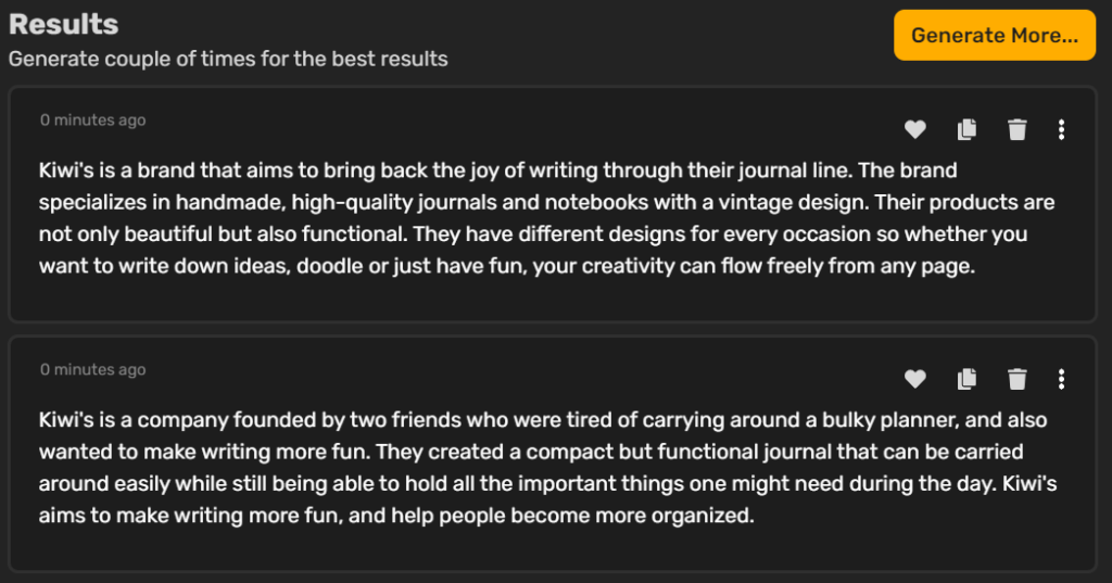 Kiwi example-ai text generator-product description Kiwi example-ai text generator-product description