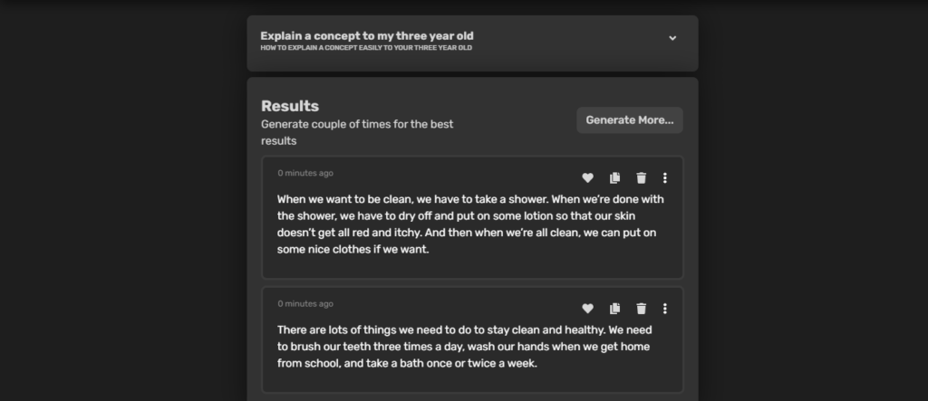 explain a concept-three year old Copy AI Sentence simplifier example hygiene