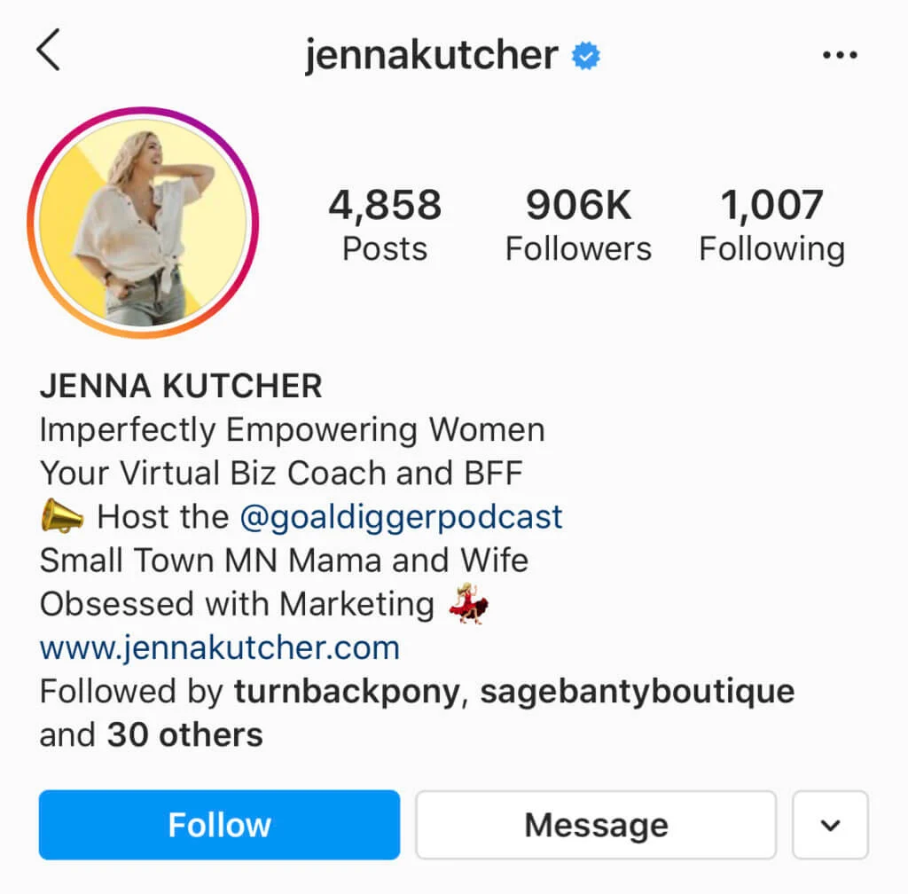 company bio-jenna kutcher example
