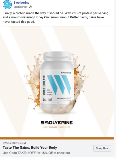 facebook ad headline-state a benefit-swolverine